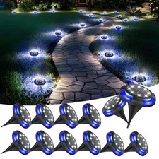 Solar Ground Lights Outdoor LED Garden Disk P...