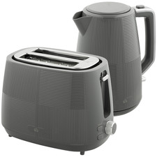 Grey Kettle Toaster Set 1.7L 2 Slice Fast Boil Kitchen Breakfast Appliance Set