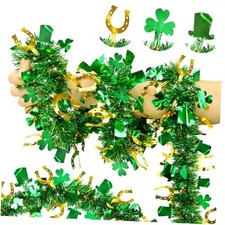 33 FT Saint Patricks Day Decorations Tinsel Garland 33FT Shamrock Hat Horseshoe