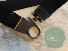 Chico's Black Wide Adjustable Waist Belt Women S/M with Metal Buckle  Ring