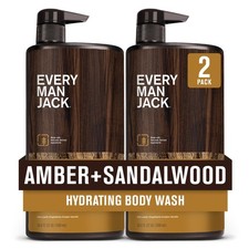 Every Man Jack Nourishing Amber + Sandalwood Mens Body 33.8 Fl Oz (Pack of 2)