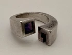 Vintage Gucci Ring 925 Sterling Silver and Amethyst Size 5.5