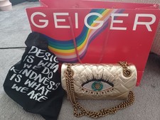 KURT GEIGER LONDON Leather Mini Kensington Eye Gold Rare Sold Out Bag