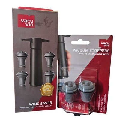 Vacu Vin Wine Saver Pump Set Vacuum Wine Preserver With 6 Stoppers NEW
