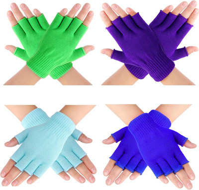 4 Paar Damen Fingerlose Handschuhe Kurze Winter Handschuhe Warme Strick Handschu