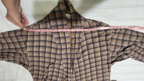 Unisex Plaid Cotton Bathrobe Brown Cozy Loungewear M/L Mans Womans  - Picture 8 of 15
