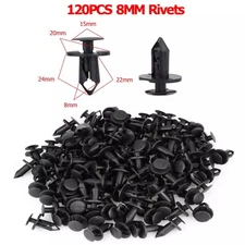 120Pcs 8mm Bumper Clips Retainer Auto Car Plastic Rivets Fastener Fender Push