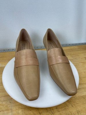 Journee Collection Celina Loafer Heels Tan Croc Embossed Womens 10