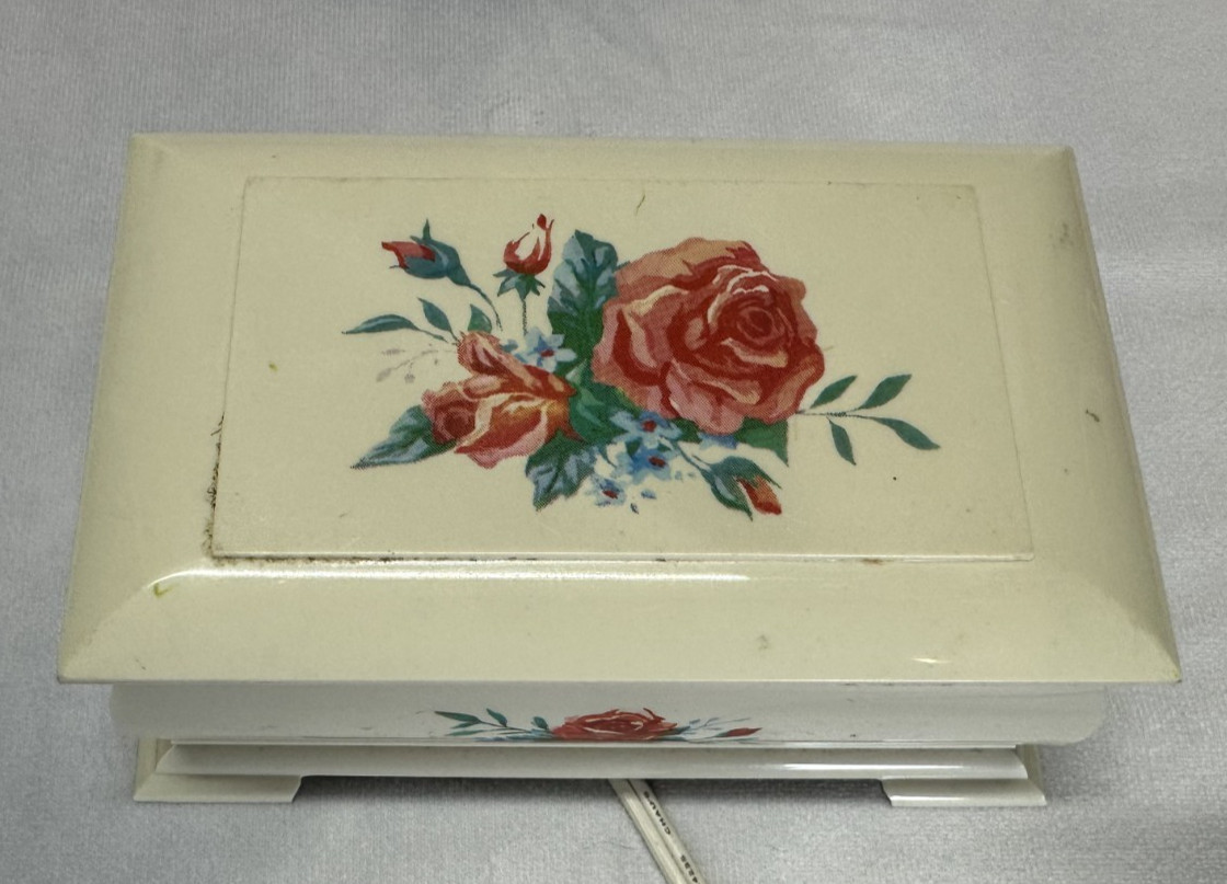 Vintage Spartus Digital Alarm Clock Jewelry Box Floral Design Rare used/works