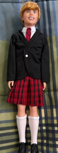 Vintage MATTEL KEN DOLL, RED TARTAN KILT OUTFIT, 1968 BODY MOLD-Rooted Hair 2798