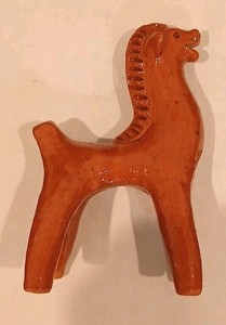Vyrkovo/Románov Terracotta Horse Figurine, Vintage-Mid-Century Modern, Handmade!