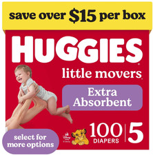 Huggies Little Movers Baby Diapers, Size 5 27 lbs , 100 Count Select for Mor
