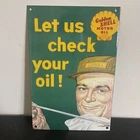 VINTAGE SHELL CHECK YOUR OIL GASOLINE MOTOR OIL PORCELAIN SIGN