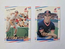 1988 Fleer #615 CORY SNYDER *AUTOGRAPH* & Fleer #602 JAY BELL AUTOGRAPH lot of 2
