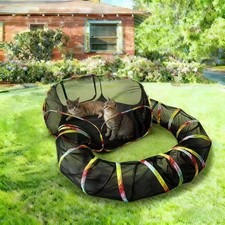 Outdoor Cat Enclosure with Tent and Tunnel, Breathable Mesh, 47x47x18 inches