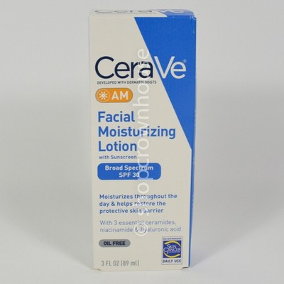CeraVe AM Facial Moisturizing Lotion with Sunscreen SPF 30 Oil Free 3 oz 01/2027