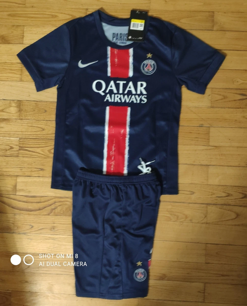 PARIS SAINT-GERMAIN Maillot Officiel PSG - Enfant Et Adulte, Col Rond, Manches Courtes, Polyester, Fabriqué En France
