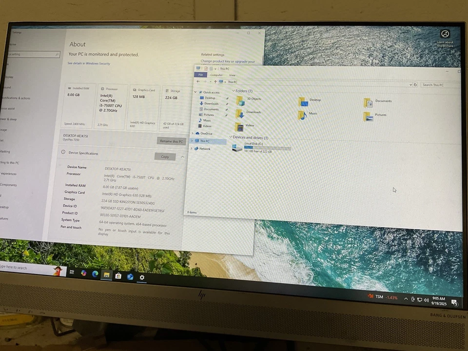 Dell Optiplex 7050 i5-7500T D10U RAM8GB SSD256GB Win 10 Pro +AC TESTED - Image 2 of 4