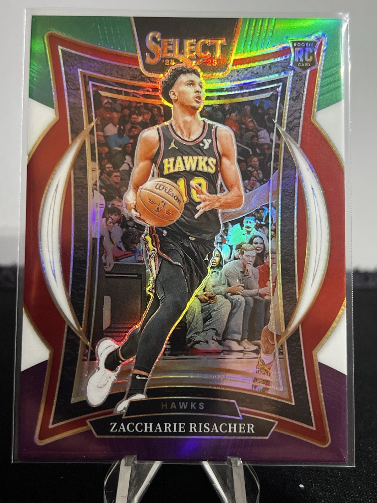 2024-25 Panini Select Concourse Zaccharie Risacher #86 Green White Purple RC