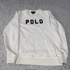 Vintage Polo Ralph Lauren Size XL White Spell Out Cotton Sweater Long Sleeve