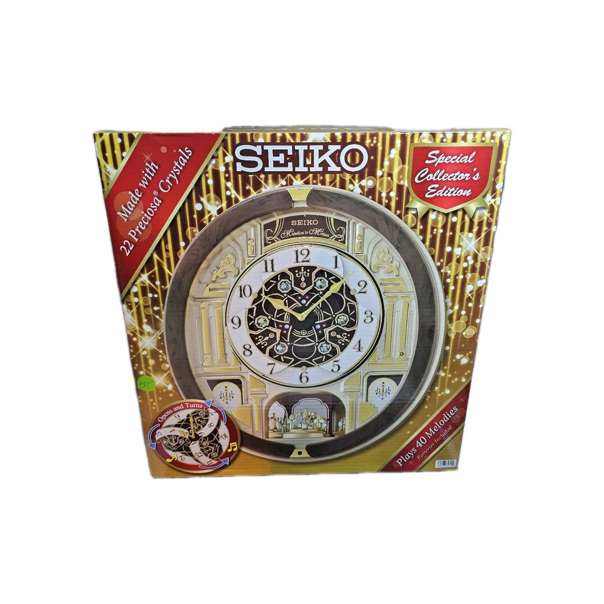 未開封　サイコ・イノベーター　melody Seiko Melodies in Motion Wall Clock 40 Songs - Golden