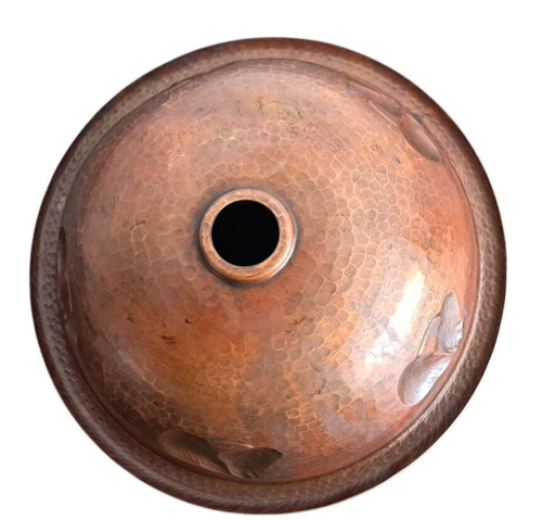 15" Round Copper Hammered Horse Western Drop In Vessel Bar Bath Vanity Sink - Picture 6 of 8
