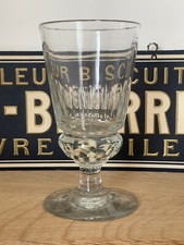 Ancien verre à pied de Bistrot cotes plates  Alcool Absinthe - Bulle -  XIXe V4