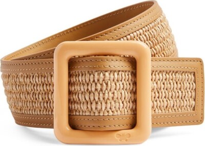 【送料&関税込】Max Mara Classic M Buckled Belt 🌟 MAX MARA Belt made of genuine nappa LEATHER and Raffia
