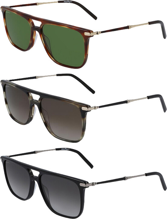 Salvatore Ferragamo Men's Flat-Top Navigator Sunglasses - SF966S