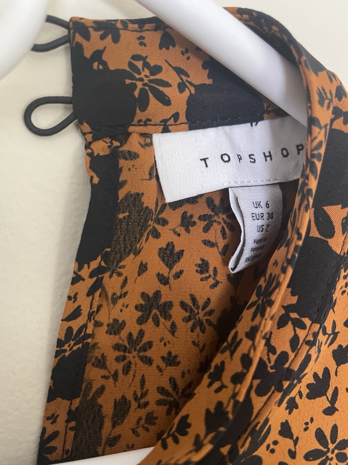 Topshop Mustard Ruffle Yoke Long Sleeve Mini Shift Dress Size 2 NWOT