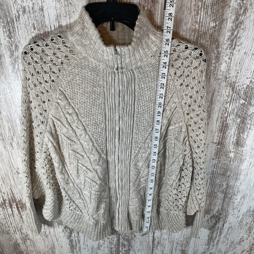 Maurices Womens Beige Knit Batwing Sleeve Crochet Cardigan Sweater Size XS/S - Picture 4 of 9