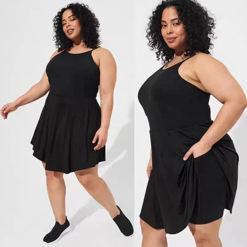 NWOT Torrid Black Wireless Sports Dress with Panties Pockets SZ 3 SZ 4 - Imagem 2 de 4