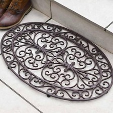 Deluxe Cast Iron Ornate "Aureate" Oval Door Mat