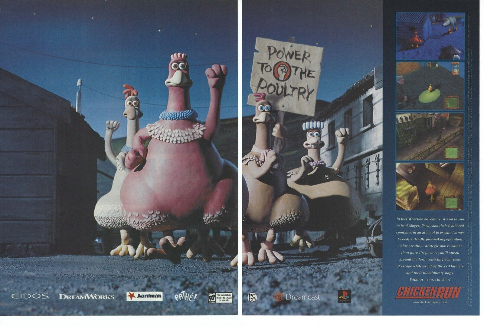 Chicken Run Print Ad/Poster Art PC Sega Dreamcast Playstation 2 PS2 (A)