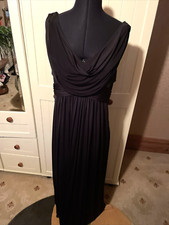 JOHN LEWIS Ladies Long Dress UK Size 14 Black Stretch Ponte Sleeveless Cowl Neck