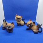 Siamese Cat Kitten Figurines | Made In Japan | Set Of 3