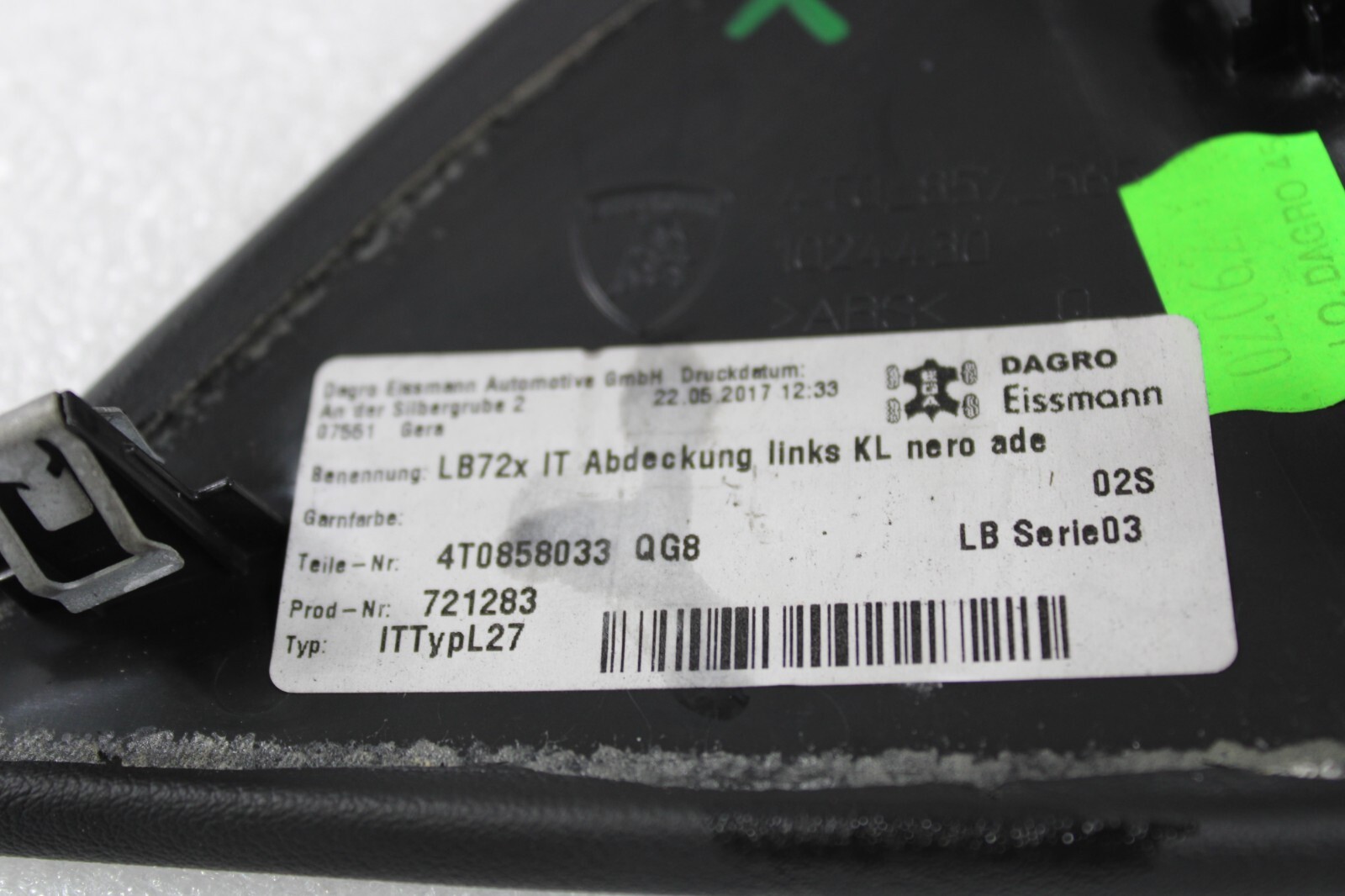 Lamborghini Huracan, LP610, LP580, LH, Dash End, Used, P/N 4T0858033