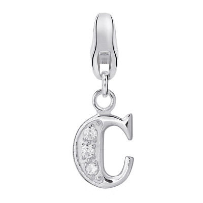 Dream Charms Women Charm Pendant 925 Sterling Silver Letter C with Cubic Zirconia