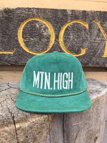 Vtg Green Corduroy SnapBack Rope Hat Mt 