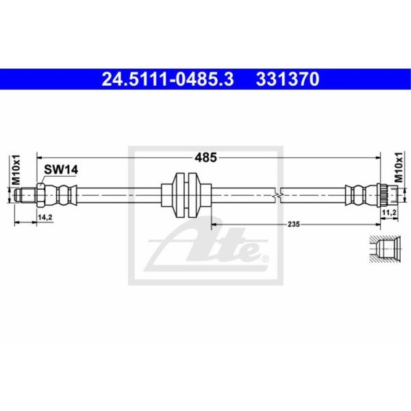 ATE Bremsschlauch Vorne FüR Renault Kangoo/Grand Kangoo Be Bop 24.5111-0485.3-image