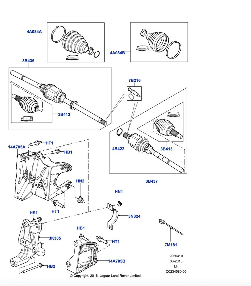 Eixo dianteiro esquerdo CV LR024755 para Land Rover Range Rover Evoque 2012-2017 - Imagem 2 de 2