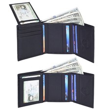CHRISTMAS GIFT SALE - Men's Trifold wallet with pull out ID Genuine Leather