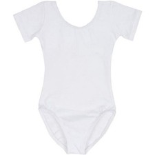 Mondor 496 White Child's Size Small 4-7 Short Sleeve Leotard