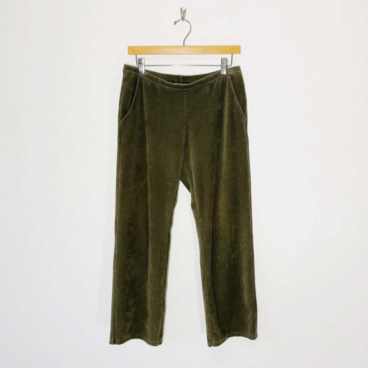 L.L. Bean green Perfect Fit Knit Cords corduroy leggings pants Medium  Petite