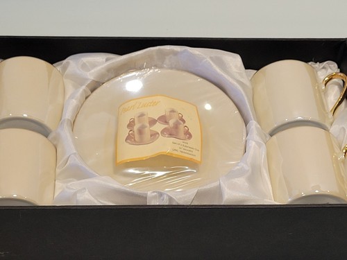 Vintage I. Godinger & Co. Pearl Luster Espresso Cups with Saucers, Set of 4, New - Picture 12 of 15