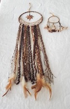 Lot of 2 Dream Catchers 1 Large 1 Small Feathers Ribbon Beads Boho Decor
