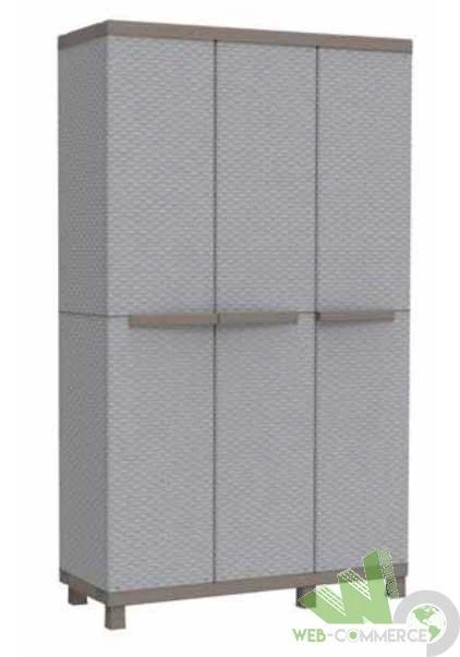 ARMADIO TERRY ESTERNO RESINA 3 ANTE EFF. RATTAN 102X39X170 PORTASCOPE TUTTOPIANI