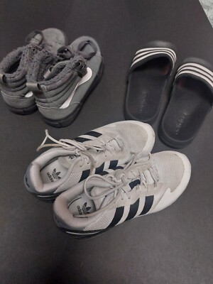 official(w)shop❤︎ Vans High Top Grey Kids Size 1 Adidas Sz 1-1.2 Sandals Sz 1