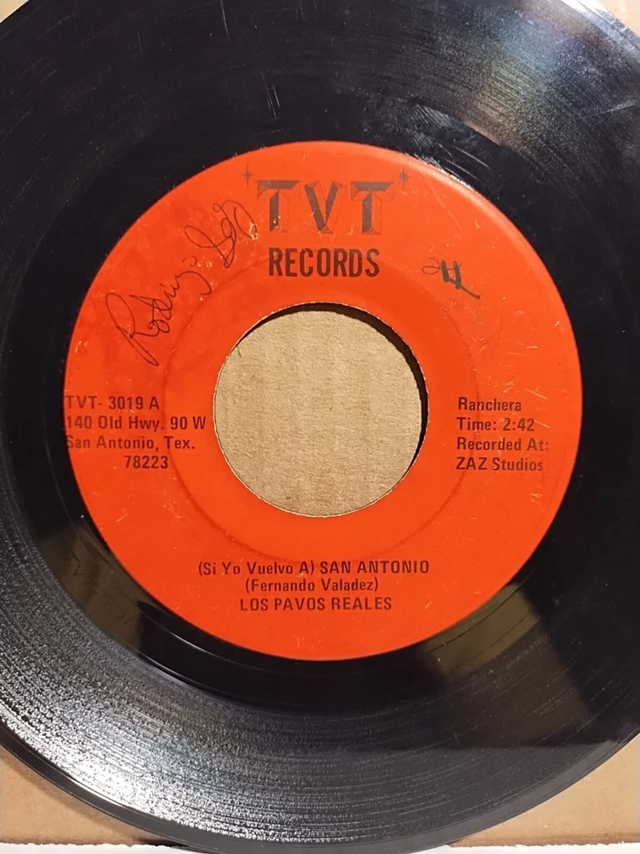Tejano Tex/Mex 45 Los Pavos Reales Si Yo Vuelvo A / Palabras De Hombre TVT 3019 Foto 2 de 4