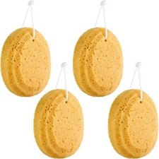 4 Pack Exfoliating Yellow Bath Sponges Shower Foam Soft Body Cleanser Sponges